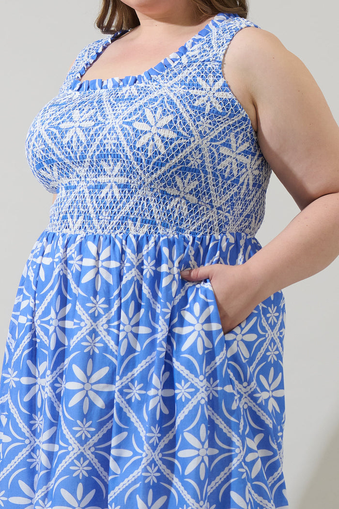 Alexie Floral Jessy Smocked Midi Dress Curve