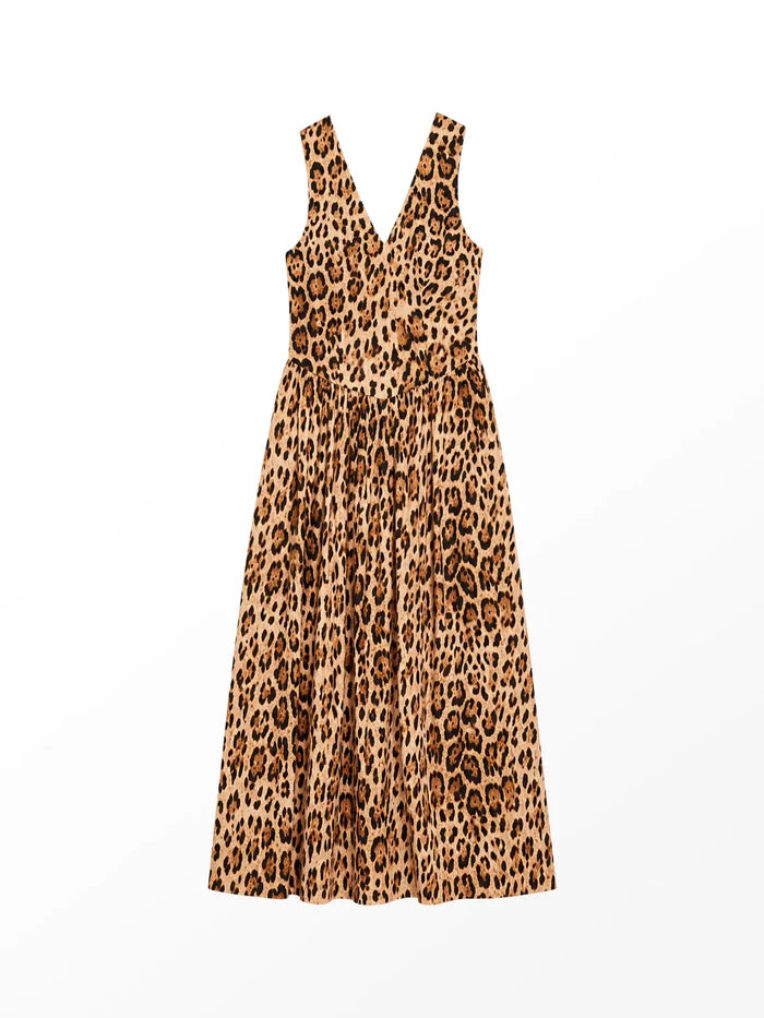Alexis Leopard Print Cotton Sateen Dress