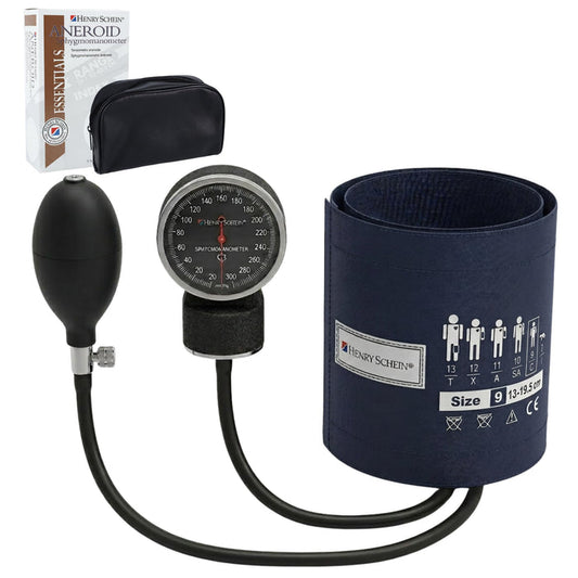 Aneroid Sphygmomanometer – Navy Blue Cuff, Manual Blood Pressure Monitor, Reusable, Dial Display, Includes Leatherette Carrying Case – 1 Count
