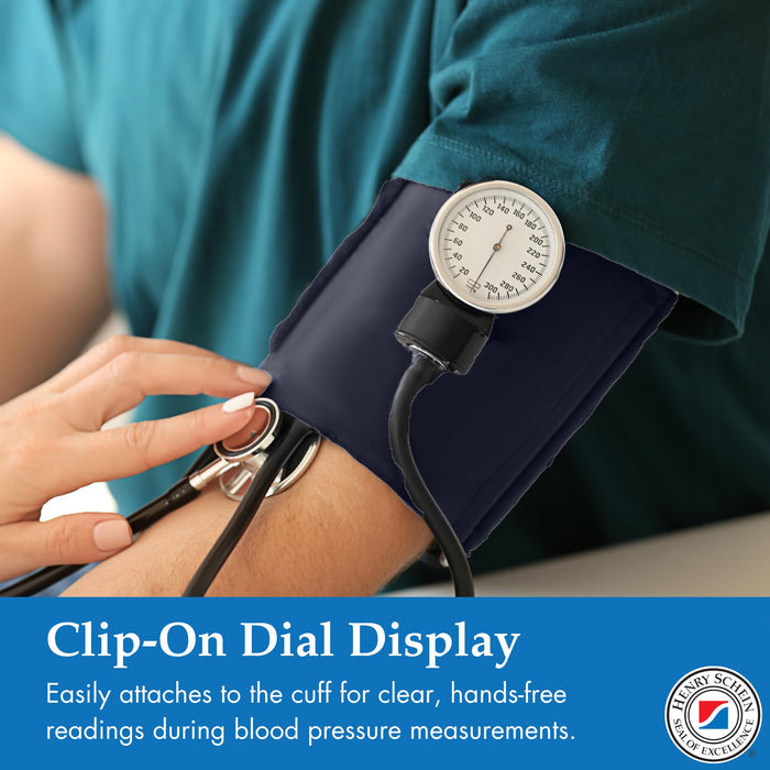 Aneroid Sphygmomanometer – Navy Blue Cuff, Manual Blood Pressure Monitor, Reusable, Dial Display, Includes Leatherette Carrying Case – 1 Count