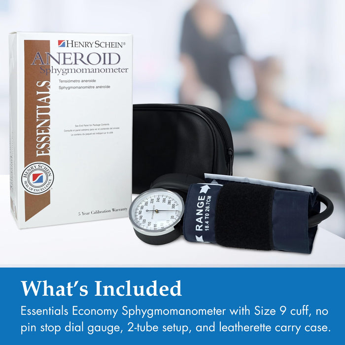 Aneroid Sphygmomanometer – Navy Blue Cuff, Manual Blood Pressure Monitor, Reusable, Dial Display, Includes Leatherette Carrying Case – 1 Count