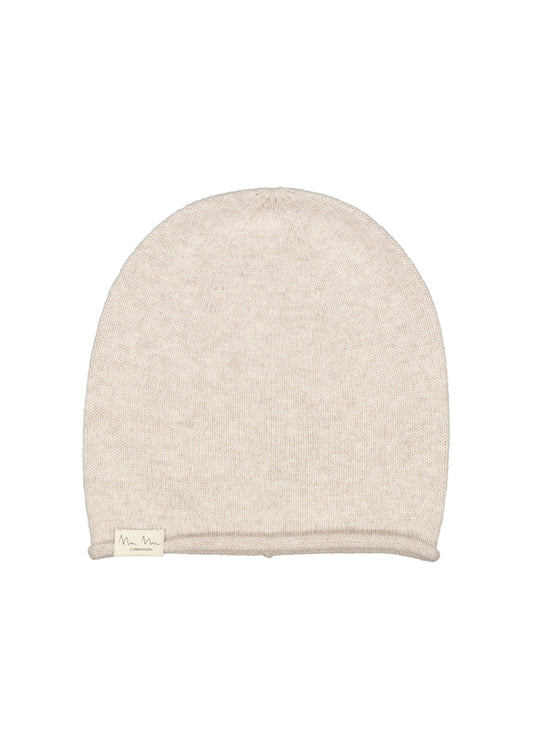 Anna W kashmirhue i lysebeige med logo-label ved kanten