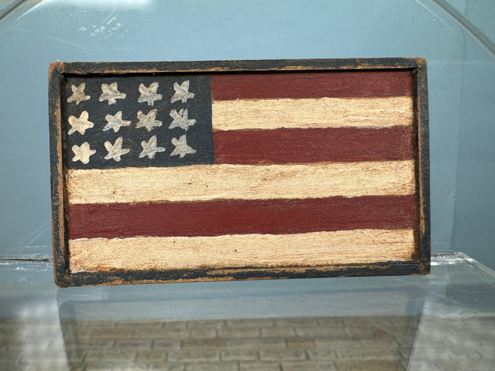 Artisan Bearly Big Enough Signed American Flag Colonial Painting