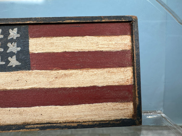 Artisan Bearly Big Enough Signed American Flag Colonial Painting
