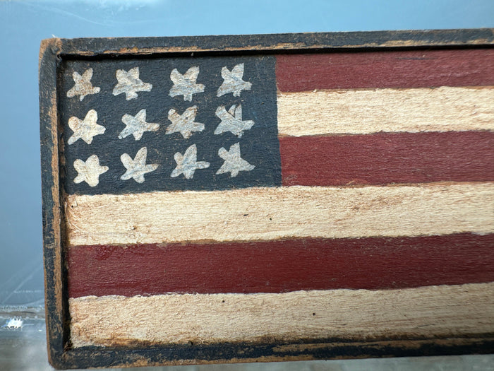 Artisan Bearly Big Enough Signed American Flag Colonial Painting