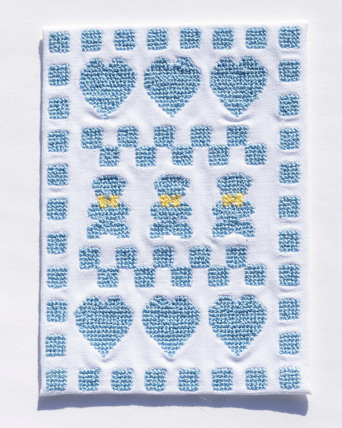 Artisan Janet Patacca Handmade Rug Blocks & Bears Blue