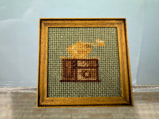 Artisan Leslie Pinkston Signed Needlepoint Coffee Grinder