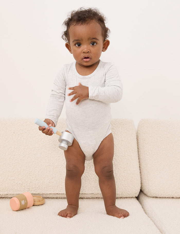 Baby Long Sleeve Bodysuit - Heather Grey