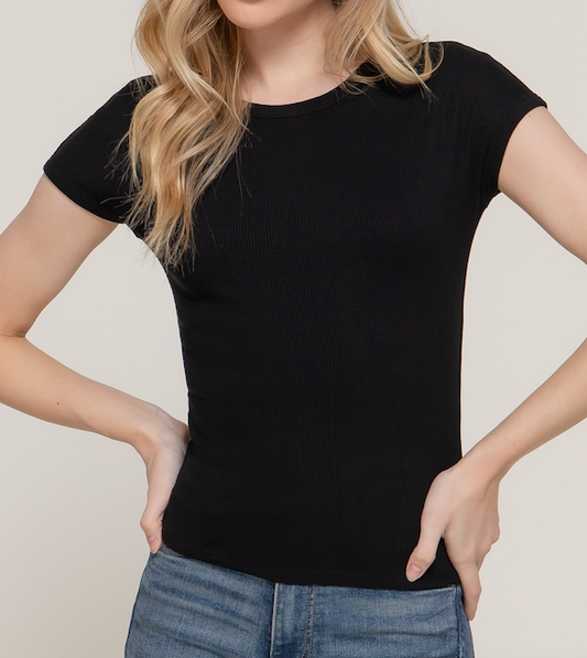 BB Short Sleeve Rib Knit Top - SexyModest Boutique
