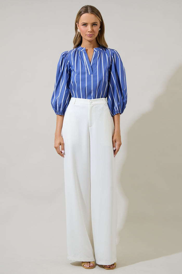 Beloit Striped Cheney Split Neck Top