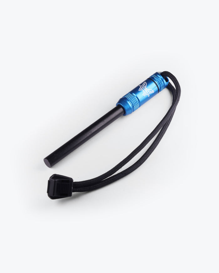 Blue Anodized Aluminum Ferro Rod with Paracord Lanyard - Complete Kit | Benchmade Knife Co.
