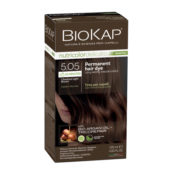 BioKap Nutricolor Delicato Rapid 5.05 Chestnut Brown Permanent Hair Dye - L'Organic