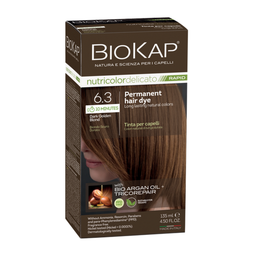 BioKap Nutricolor Delicato Rapid 6.3 Dark Golden Blond Permanent Hair Dye - L'Organic