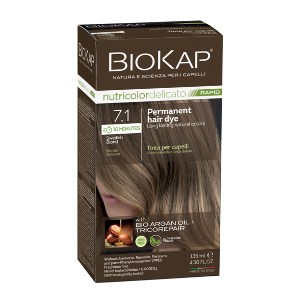 BioKap Nutricolor Delicato Rapid 7.1 Swedish Blond Permanent Hair Dye - L'Organic