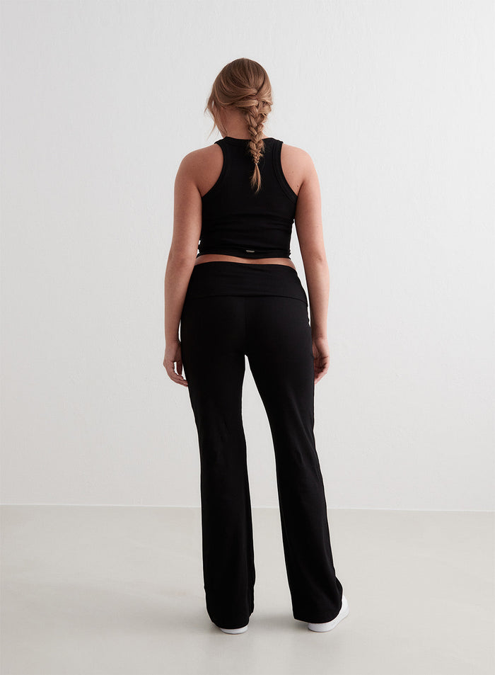 Black Ease Ribbed Pants