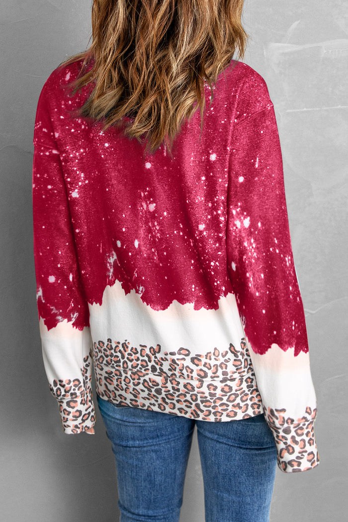 Black Leopard Bleached Pullover Sweatshirt - Tops/Sweatshirts & Hoodies