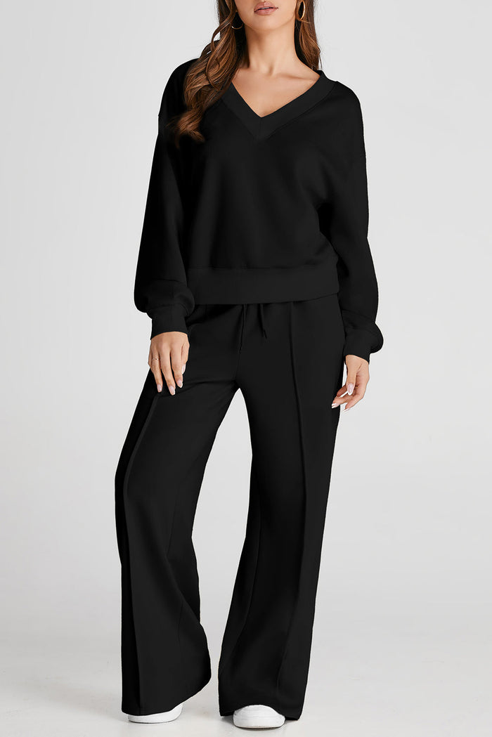 Black V Neck Cropped Seamed High Waist Sports Wear - BLACK / S / 50% POLYESTER + 45% VISCOSE + 5% ELASTANE