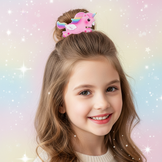 Blossom 3.5-Inch Wooden Unicorn Hair Clips for Girls – Colorful Flying Unicorn Barrettes, Cute Pastel Hair Accessories for Toddlers and Kids (IJC-1420)