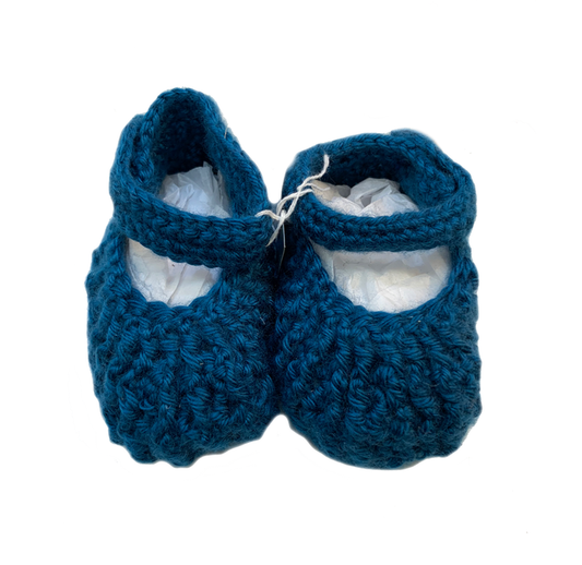 Blue Crochet Baby Booties