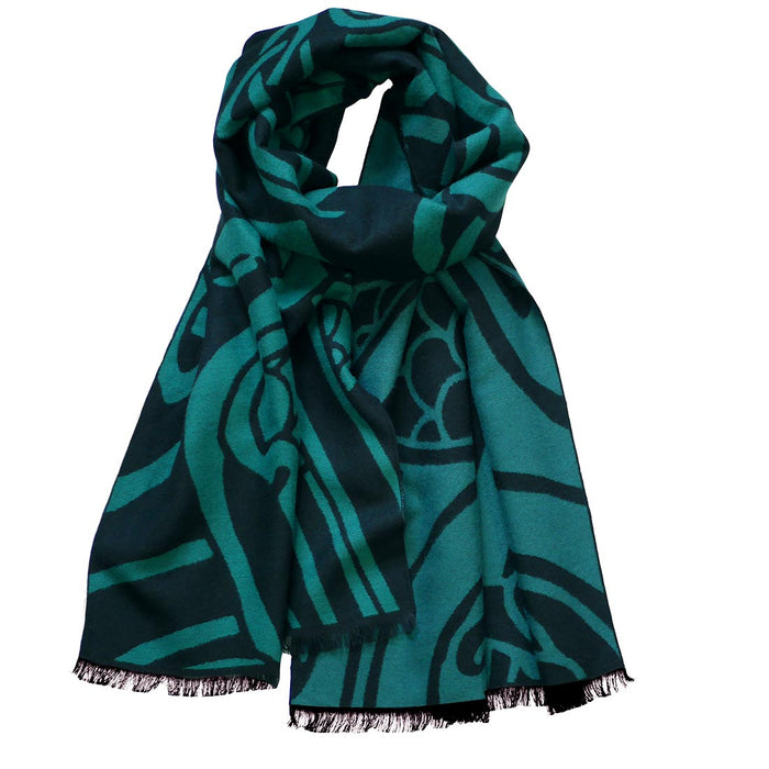 Book of Kells Celtic Reversible Scarf Green/Black