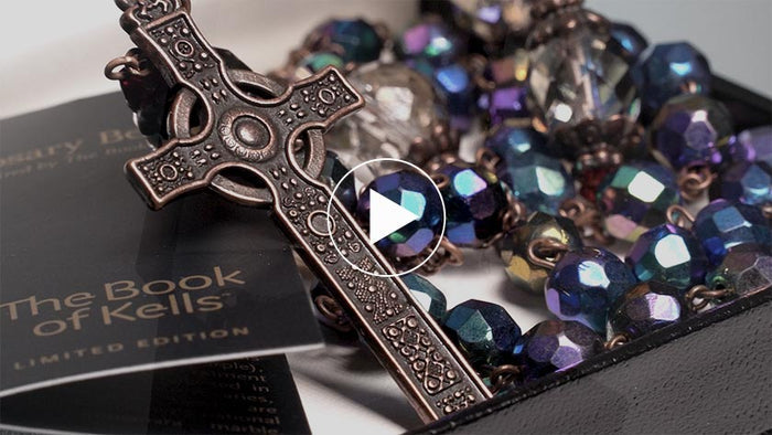 Book of Kells Purple Rosary in Presentation Box
