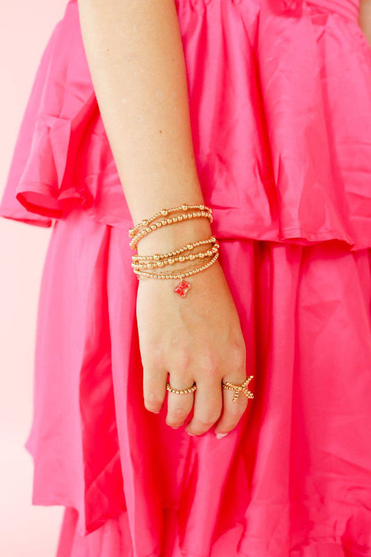 Bracelet Charm Bow Red Holiday