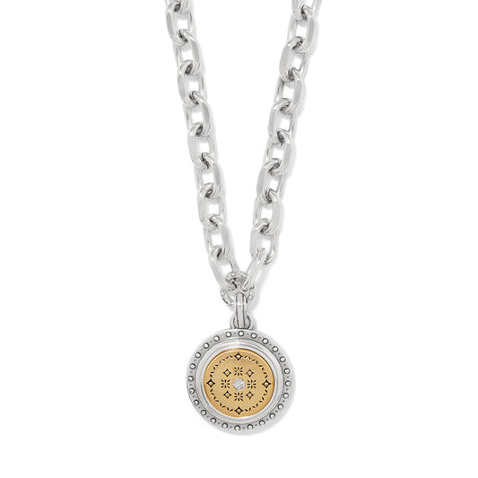 Brighton - Mosaic Round Two Tone Pendant Necklace