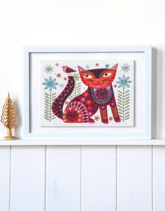 Brown Cat, Nancy Nicholson Embroidery Stitch Kit