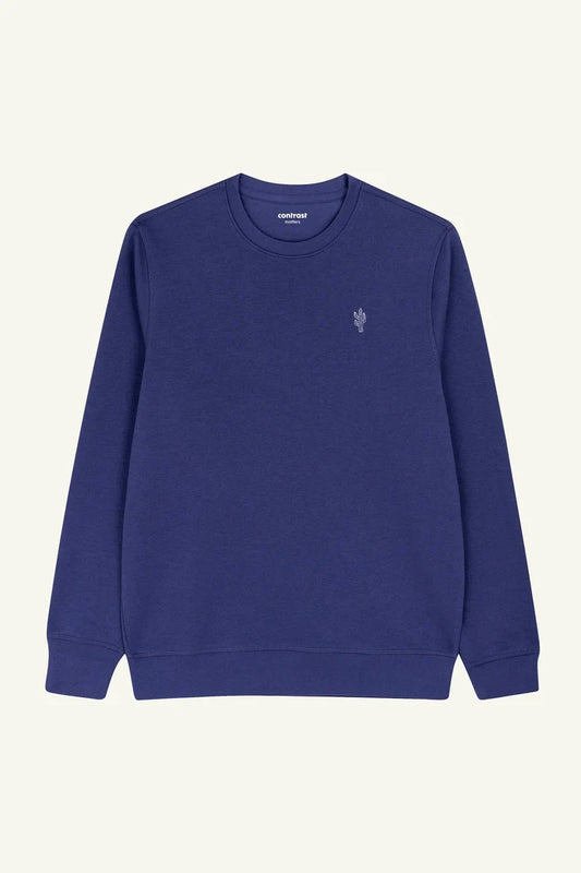 Contrast Cactus sweatshirt in Purple Dusk, unisex organic cotton sweatshirt with graphic embroidery