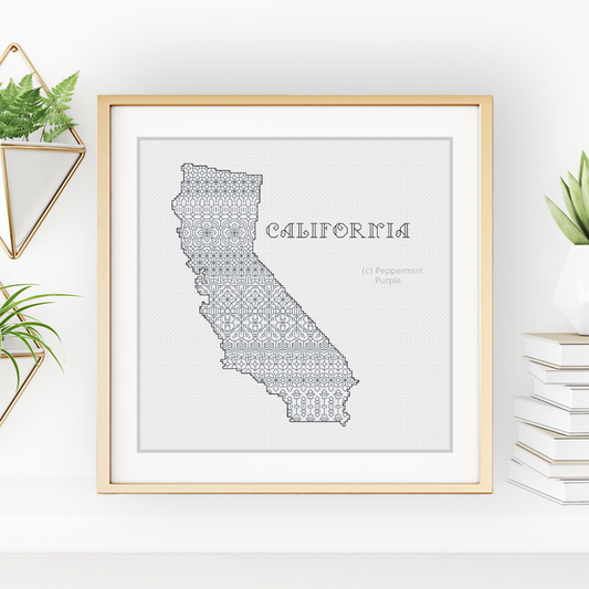California Blackwork Blackwork Pattern by Peppermint Purple
