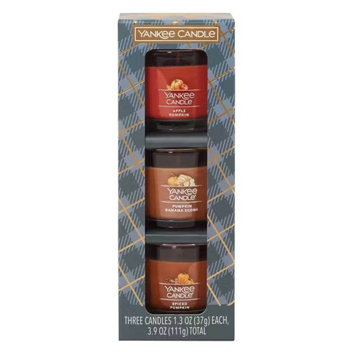Candle Minis Gift Set Autumn Wreath Pumpkin Banana Scone Spiced Pumpkin 1.3 oz - 3 Ct