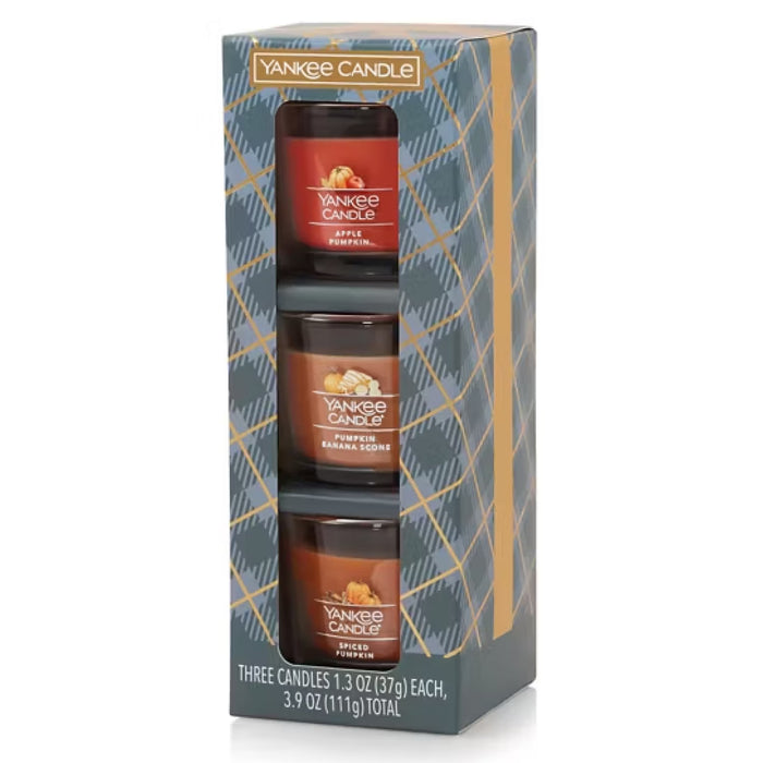 Candle Minis Gift Set Autumn Wreath Pumpkin Banana Scone Spiced Pumpkin 1.3 oz - 3 Ct