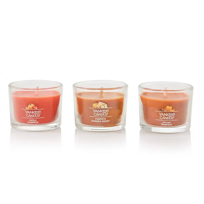 Candle Minis Gift Set Autumn Wreath Pumpkin Banana Scone Spiced Pumpkin 1.3 oz - 3 Ct