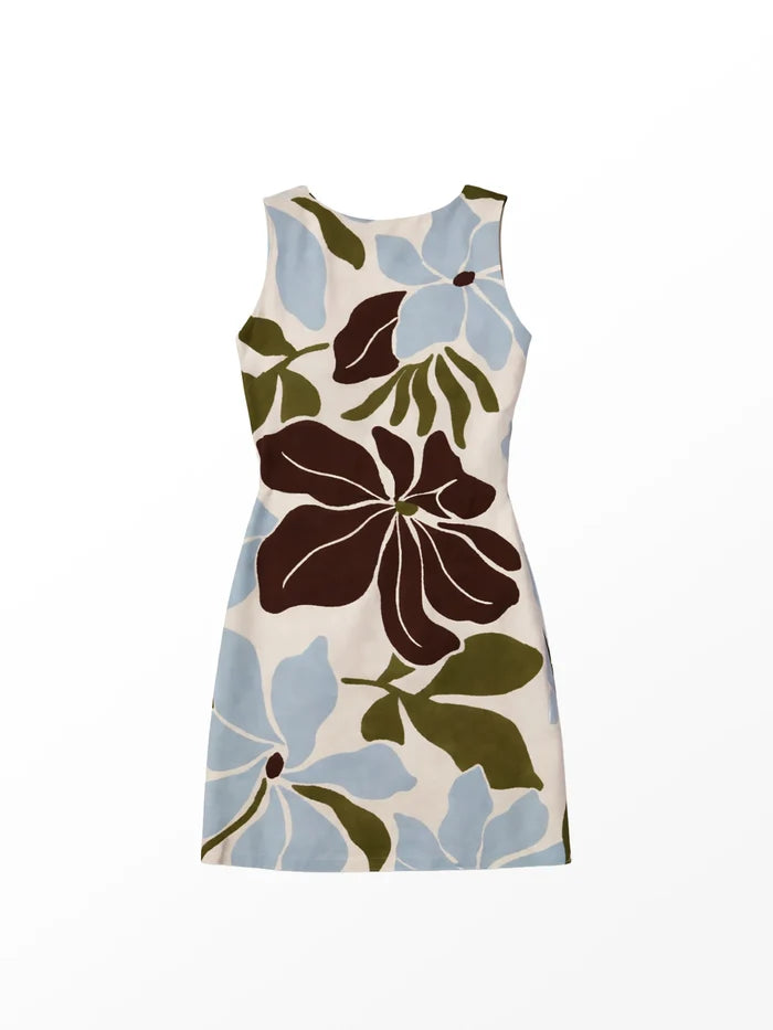 Stencil Floral Print Mini Dress Resort