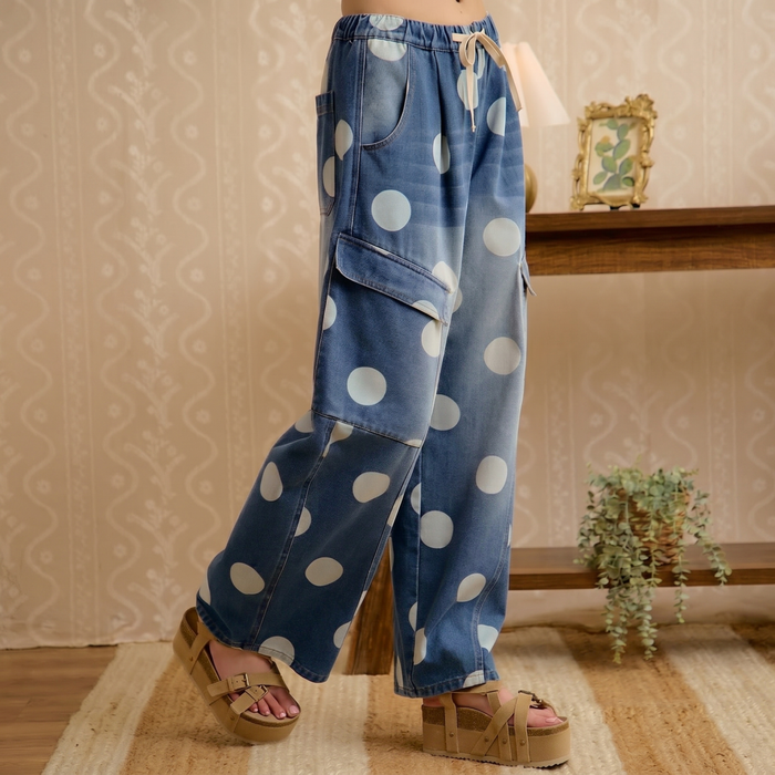 Cecily Polka Dot Barrel Pants - SexyModest Boutique