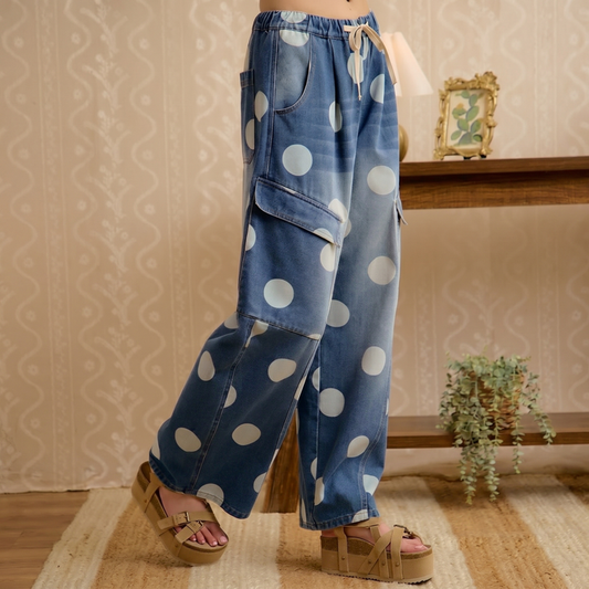 Cecily Polka Dot Barrel Pants - SexyModest Boutique