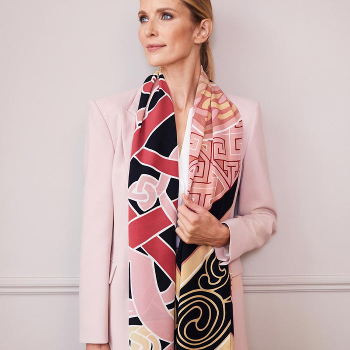 Celtic Elegance  Large Scarf - Baby Pink & Beige