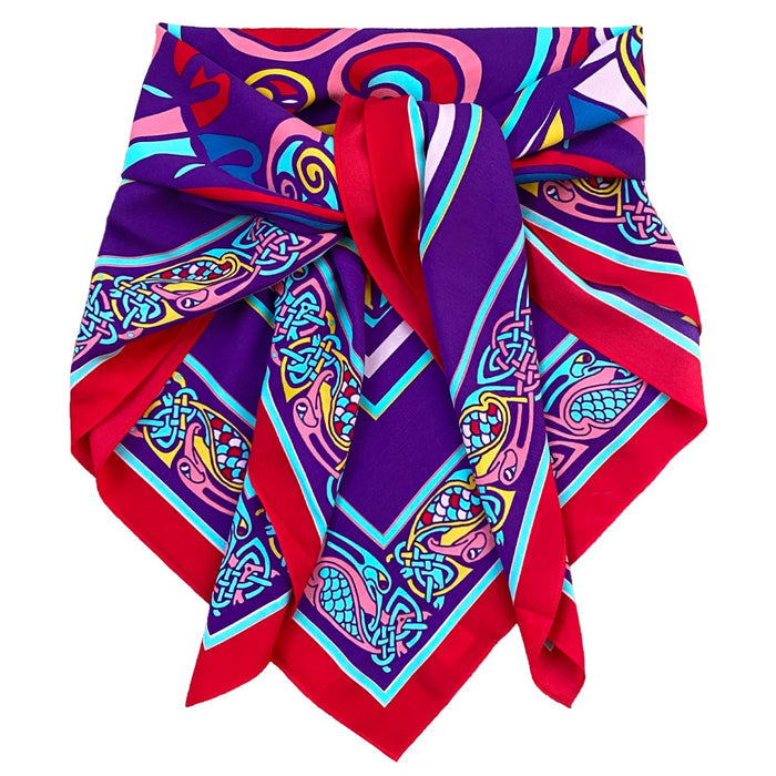 Celtic Elegance  Large Square Scarf - Purple & Red