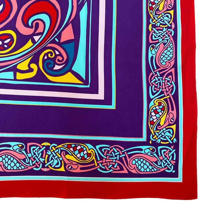 Celtic Elegance  Large Square Scarf - Purple & Red