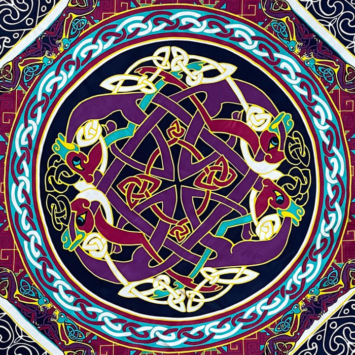 Celtic Elegance  Silk Scarf - Burgundy & Navy