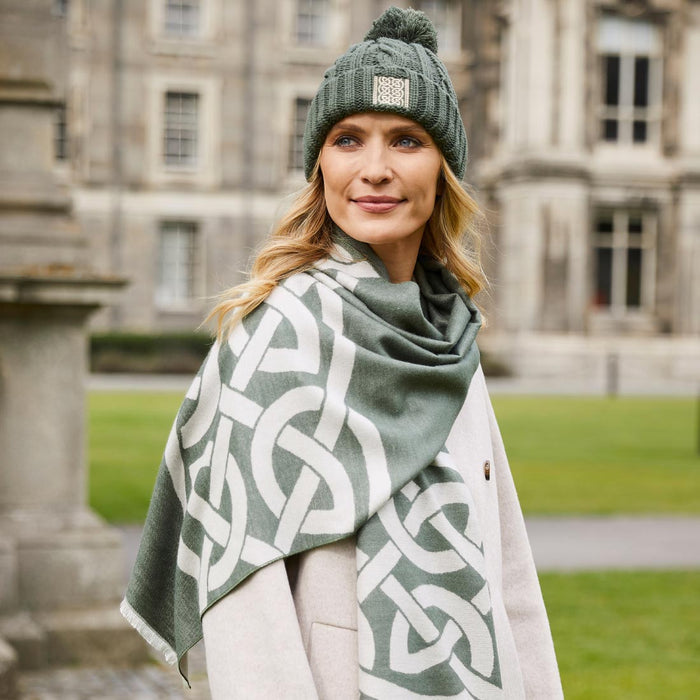 Celtic Knot Thyme Green Bobble Hat
