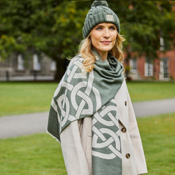 Celtic Knot Thyme Green Bobble Hat