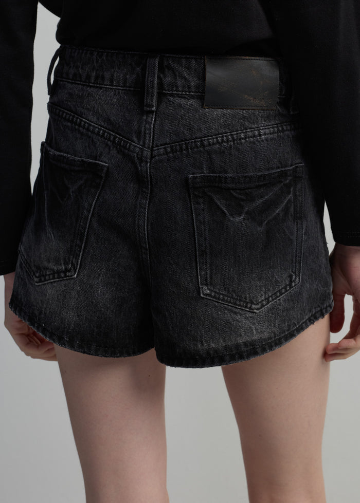 CHECKED POCKET DENIM SHORTS