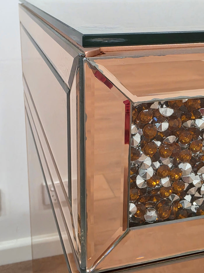 CLEARANCE - Rose Gold Crushed Diamond Style Mirrored Beauty Station