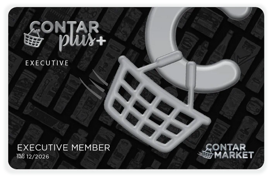 Contar Plus+ Executive membership card with basket icon on a black background