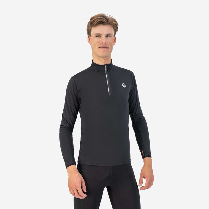 Rogelli Core hardlooptop lange mouw heren zwart gedragen voorkant.