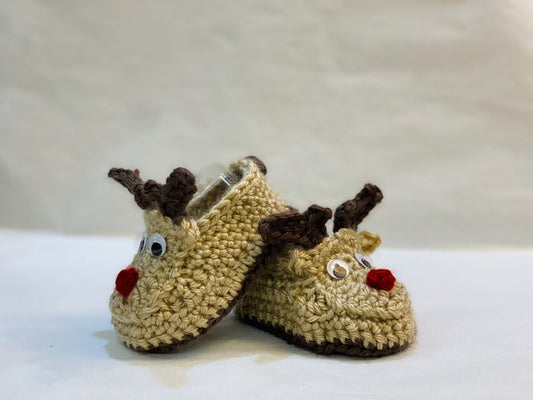 Crochet Reindeer Baby Booties