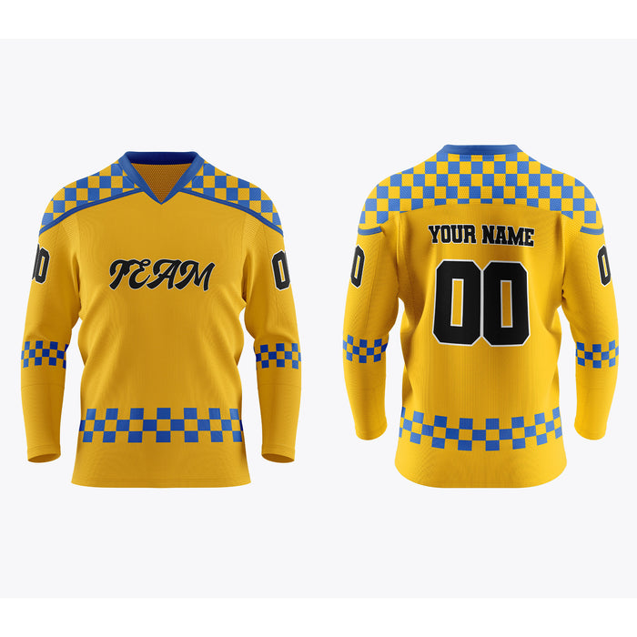 Custom Ice Hockey Jersey - Checkered Pattern - Personalized Top - UNISWIFT USA