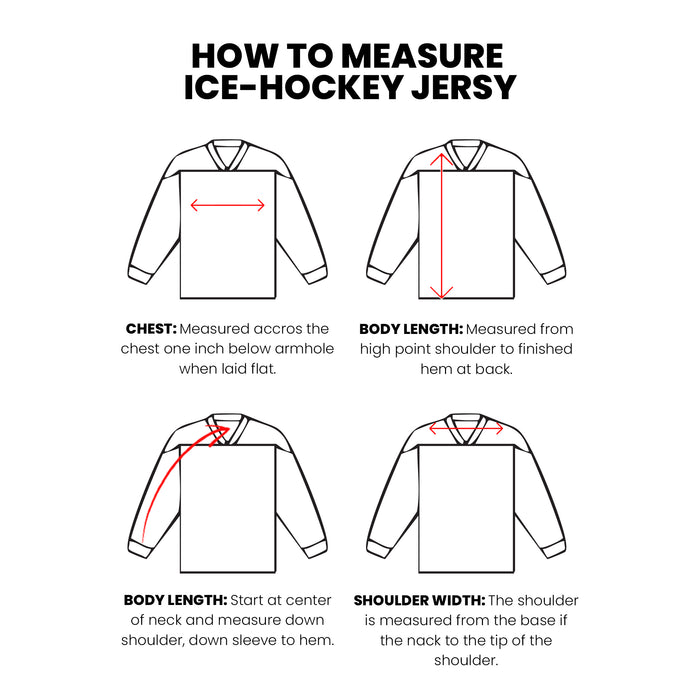 Custom Ice Hockey Jersey - Size Chart