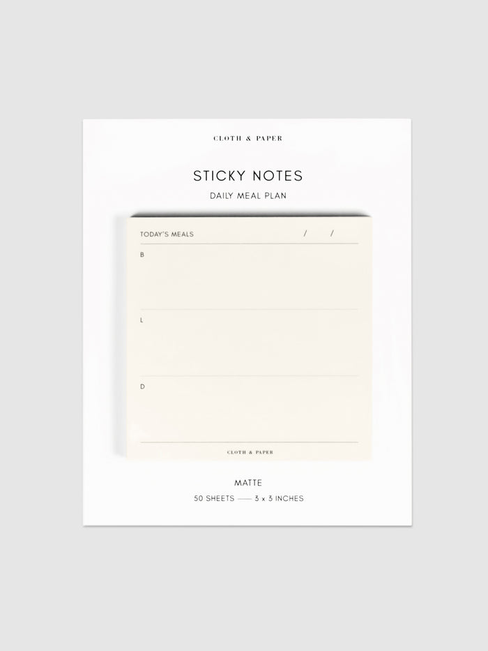 Daily Meal Plan Sticky Notes on their backing, against a neutral background.
